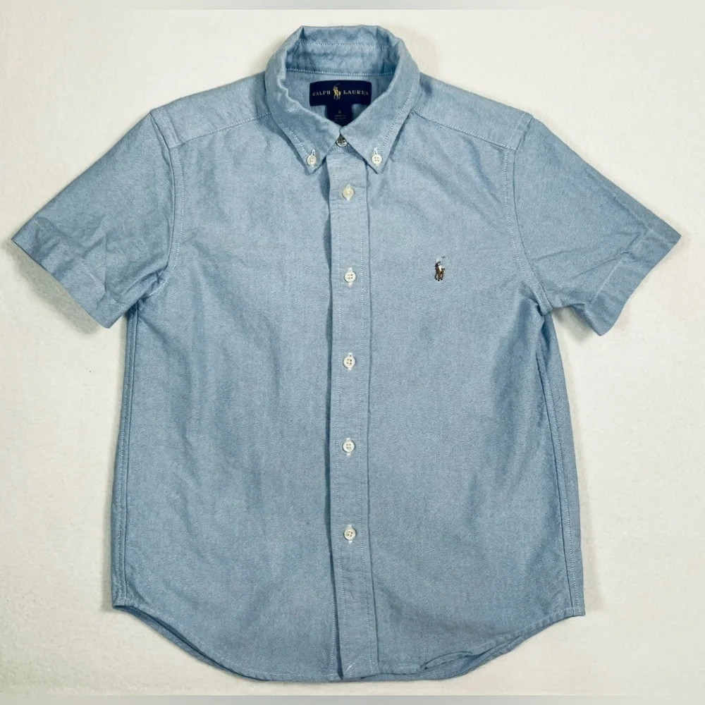 Ralph Lauren Light Blue Short Sleeve Button-Down Shirt - Kids